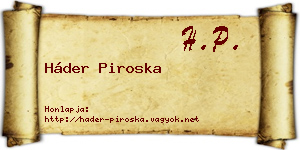 Háder Piroska névjegykártya